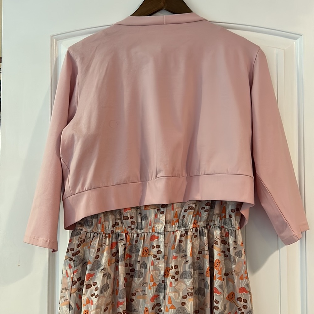 Retrolicious Mushroom Pocketed Dress With Pink Wrap Cardigan - Picture 15 of 16